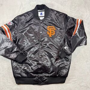 San Francisco Giants Satin Starter Jacket Size Large Team Spell Out 🔥